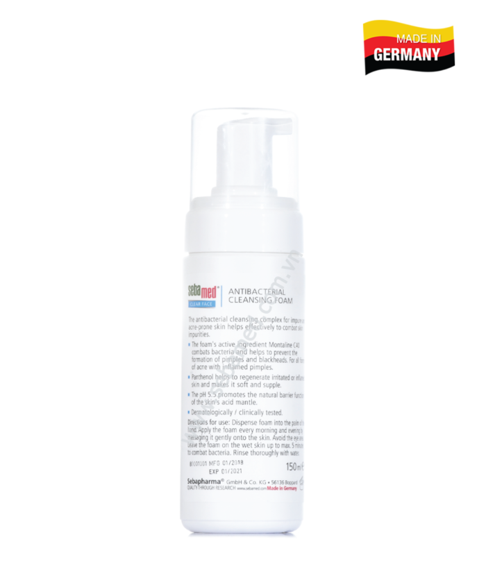 Sữa rửa mặt tạo bọt giúp kháng khuẩn, giảm mụn Sebamed (150ml) - Ảnh 3