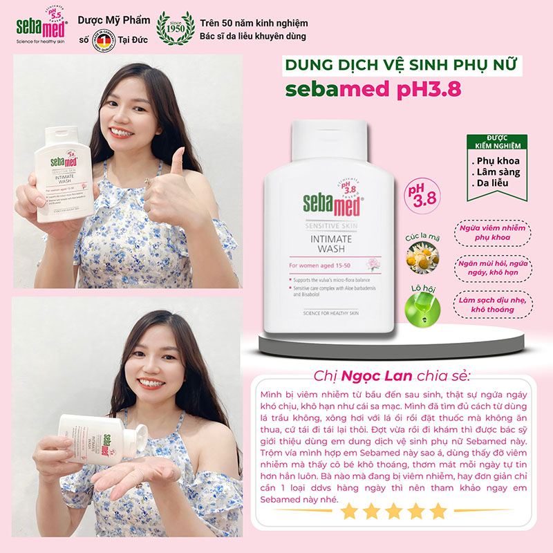 Cảm nhận chị Ngọc Lan sau khi sử dụng dung dịch vệ sinh phụ nữ Sebamed 3.8.