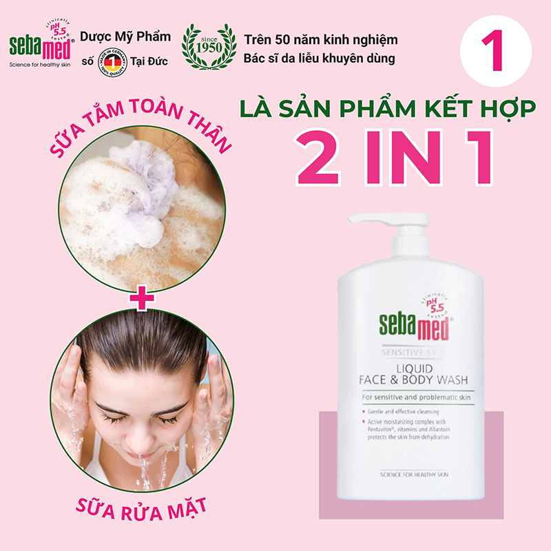 Giới thiệu sữa rửa mặt và sữa tắm toàn thân Sebamed nhập khẩu 100% từ Đức.
