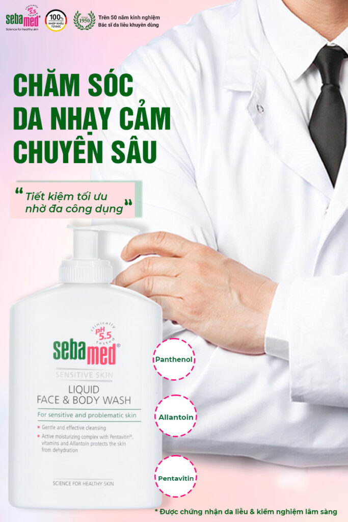 Sữa rửa mặt và tắm toàn thân Sebamed chăm sóc da nhạy cảm chuyên sâu với tính kinh tế cao.